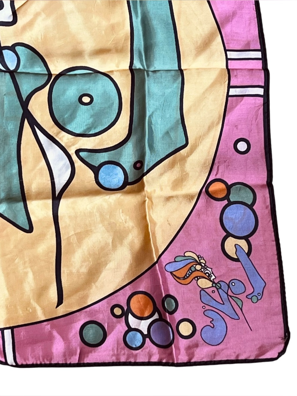 Peter Max 1970s Vintage Rare Pop Art Love Silk Scarf Psychedelic Colorful Pink - Picture 13 of 15